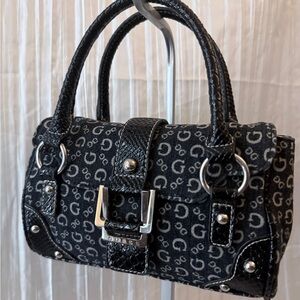 Y2K Guess DENIM Black & Charcoal Monogram Mini Bag [ARCHIVE / DEADSTOCK ]